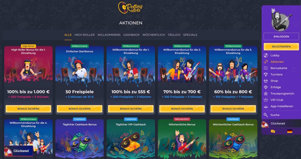 Rollingslots Bonusangebot