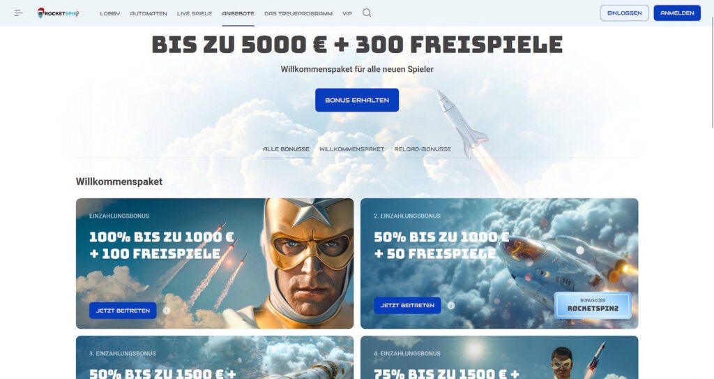 Rocketspin Casino Bonusangebote